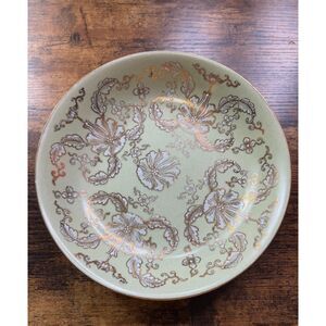 Vintage ACF Japanese Porcelain Floral Plate Champagne Rose Gold Hong Kong